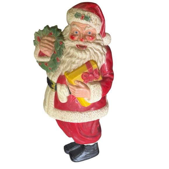 VINTAGE NOMA 1951 PLASTIC ILLUMINATED 30" HIGH CHRISTMAS SANTA BLOW MOLD - Picture 2 of 10